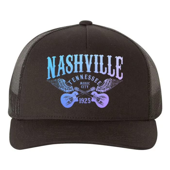 Nashville Tennessee Guitar Player Vintage Country Music City Yupoong Adult 5-Panel Trucker Hat