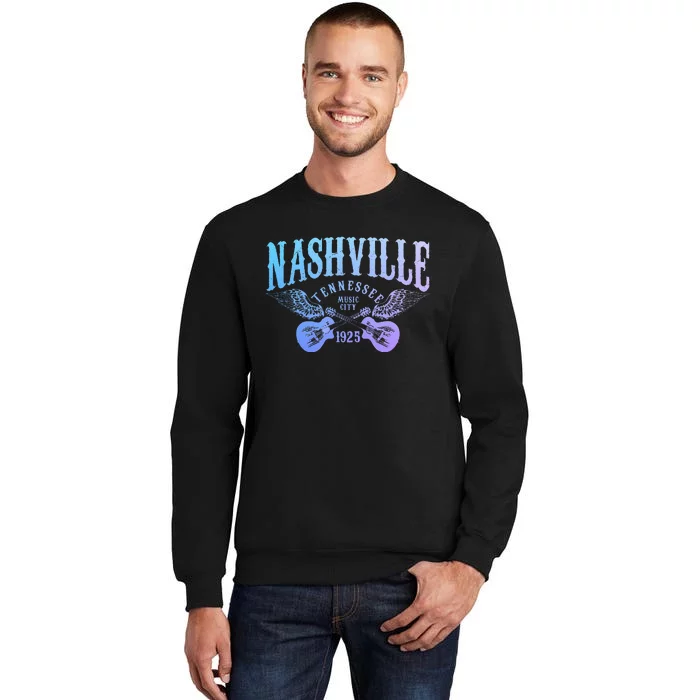 Nashville Tennessee Guitar Player Vintage Country Music City Tall Sweatshirt