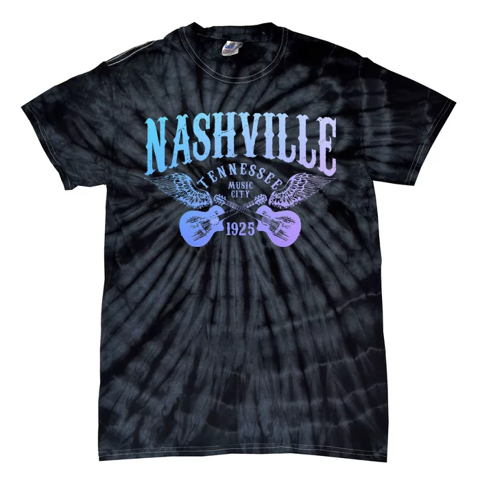 Nashville Tennessee Guitar Player Vintage Country Music City Tie-Dye T-Shirt