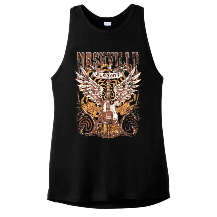 Nashville Tennessee Guitar Country Music City Guitarist Gift Ladies Tri-Blend Wicking Tank