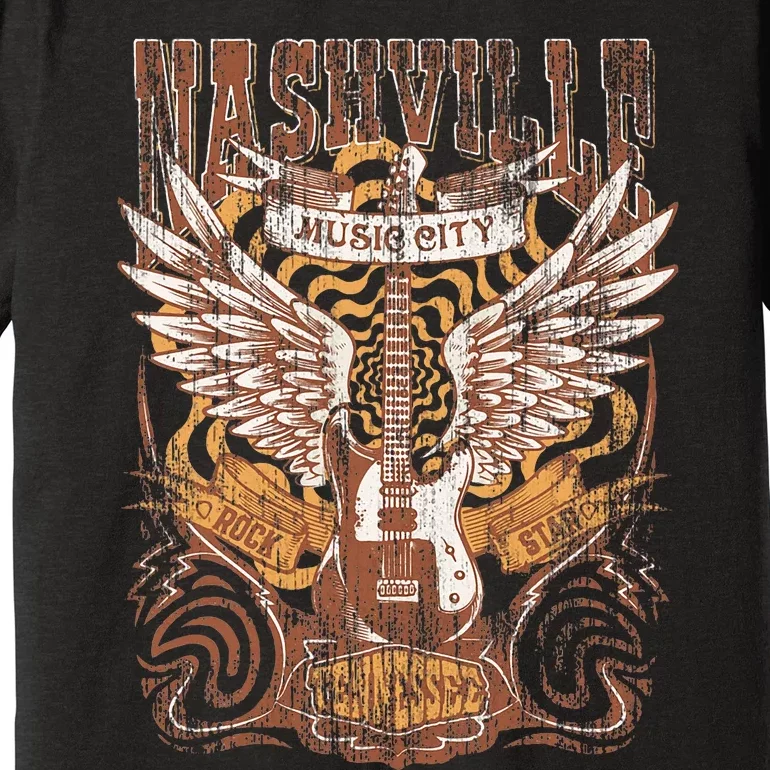 Nashville Tennessee Guitar Country Music City Guitarist Gift Premium T-Shirt