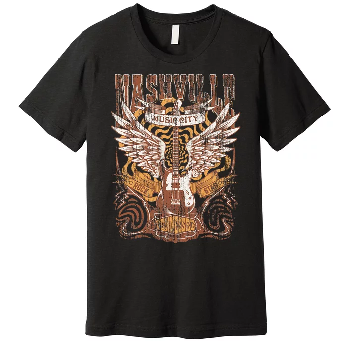 Nashville Tennessee Guitar Country Music City Guitarist Gift Premium T-Shirt