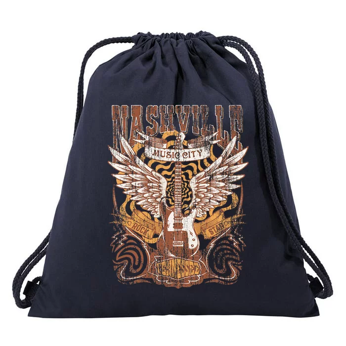 Nashville Tennessee Guitar Country Music City Guitarist Gift Drawstring Bag