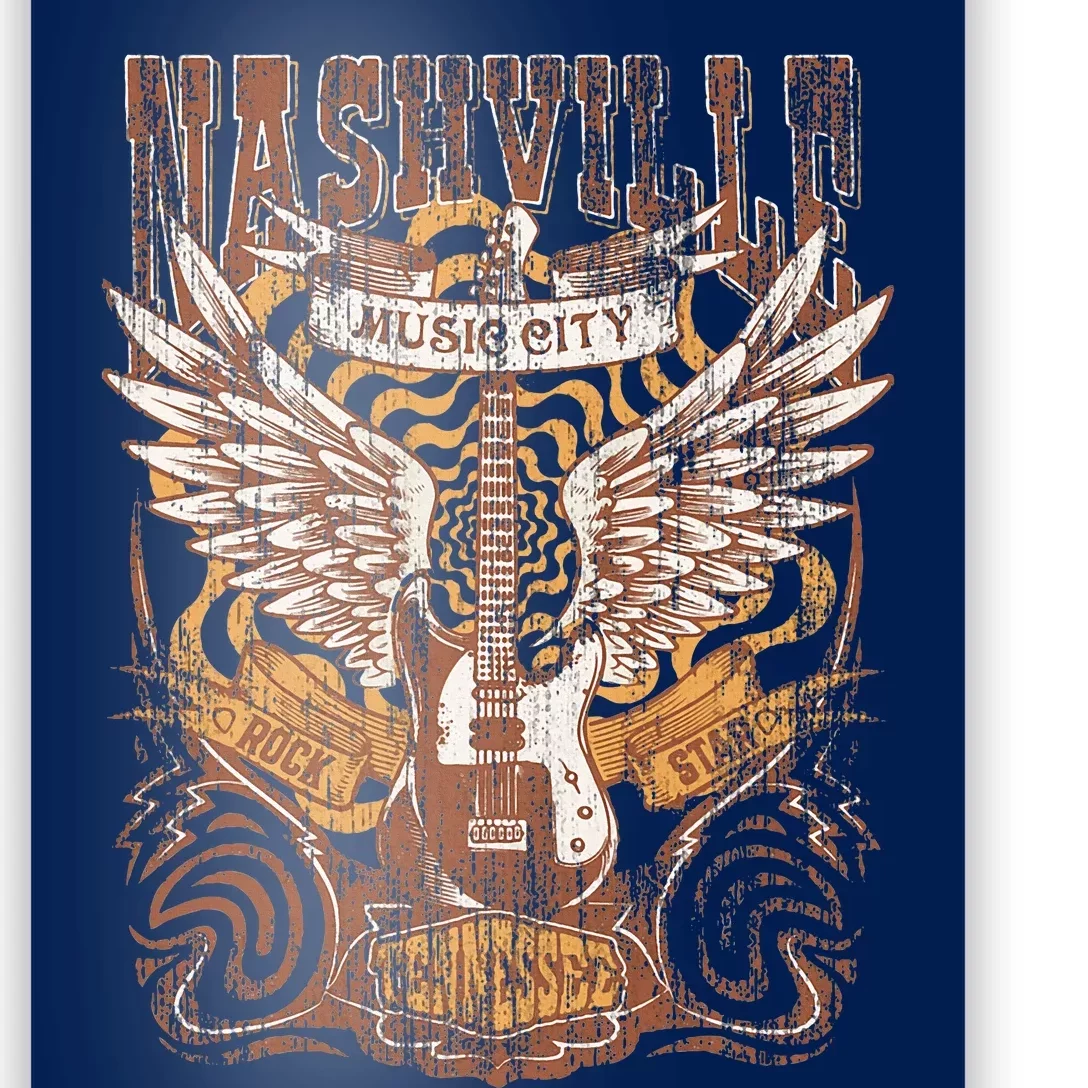 Nashville Tennessee Guitar Country Music City Guitarist Gift Poster