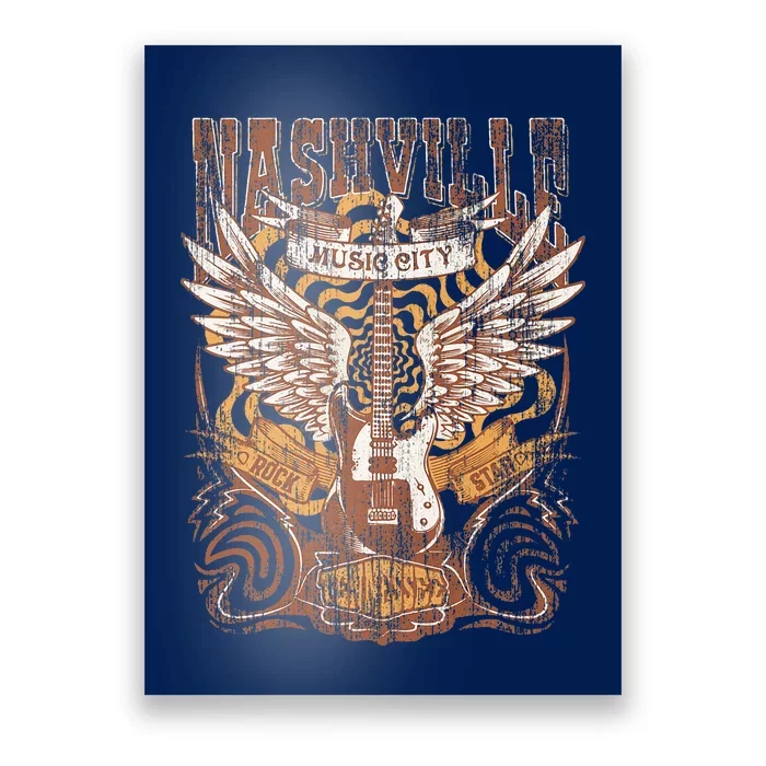 Nashville Tennessee Guitar Country Music City Guitarist Gift Poster