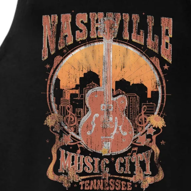 Nashville Tennessee Guitar Country Music City Guitarist Gift Ladies Tri-Blend Wicking Tank