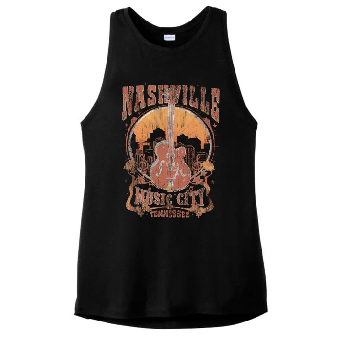 Nashville Tennessee Guitar Country Music City Guitarist Gift Ladies Tri-Blend Wicking Tank