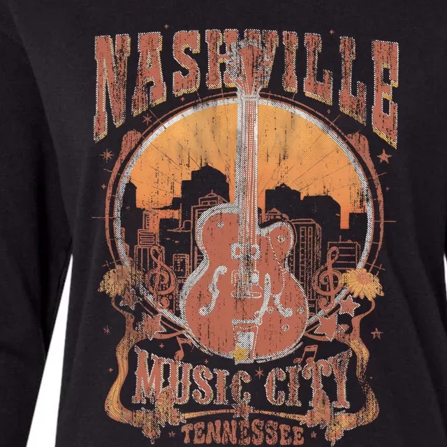 Nashville Tennessee Guitar Country Music City Guitarist Gift Womens Cotton Relaxed Long Sleeve T-Shirt