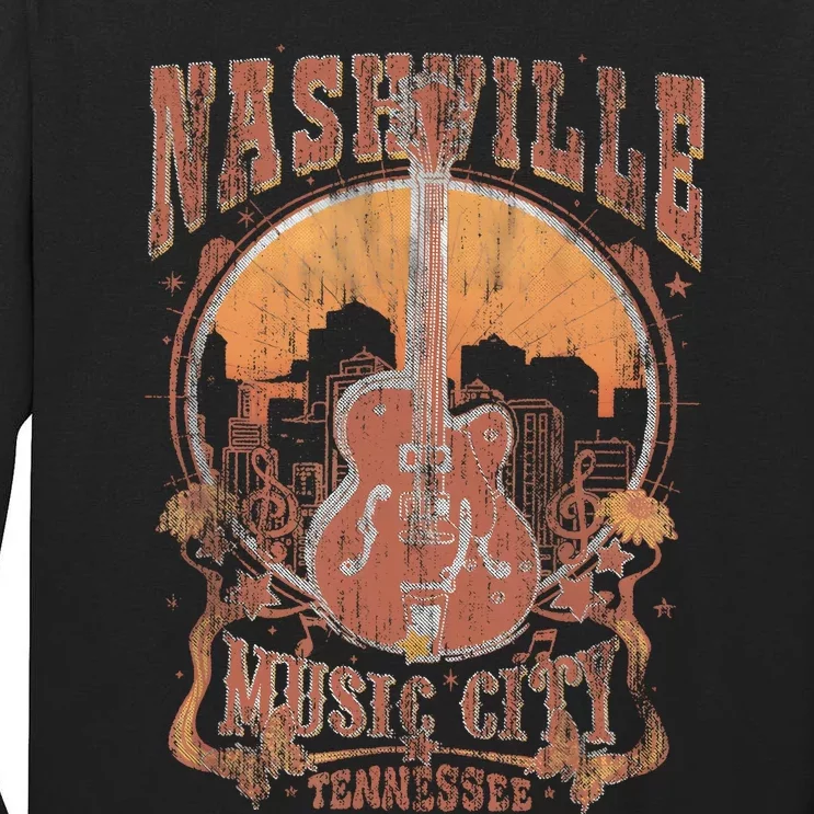 Nashville Tennessee Guitar Country Music City Guitarist Gift Tall Long Sleeve T-Shirt