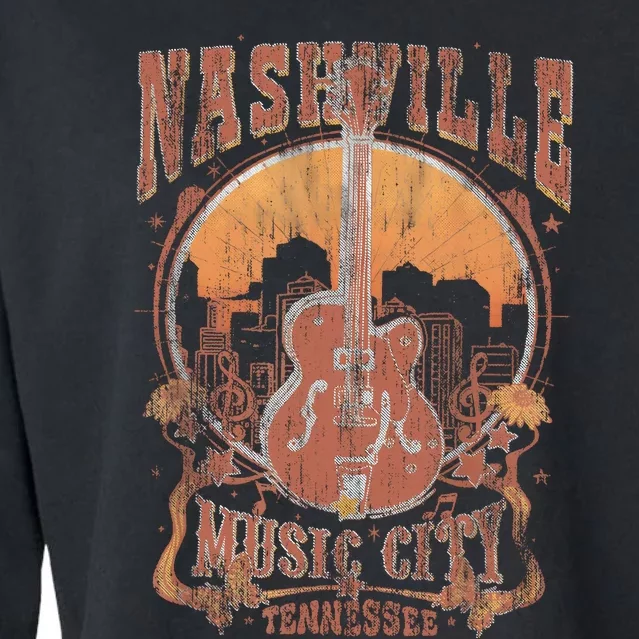 Nashville Tennessee Guitar Country Music City Guitarist Gift Cropped Pullover Crew