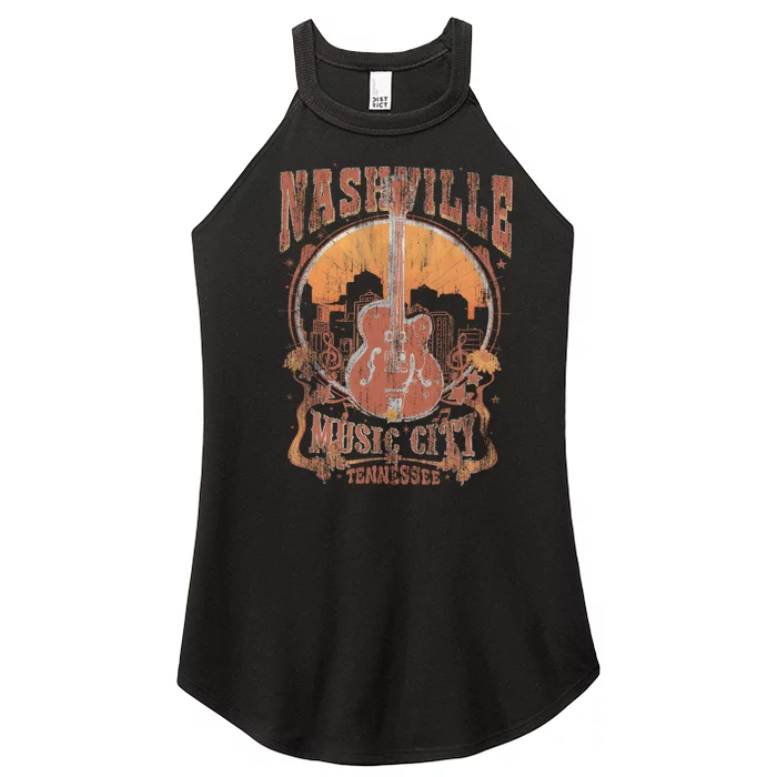 Nashville Tennessee Guitar Country Music City Guitarist Gift Women’s Perfect Tri Rocker Tank