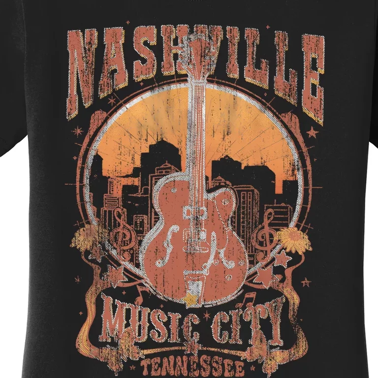 Nashville Tennessee Guitar Country Music City Guitarist Gift Women's T-Shirt