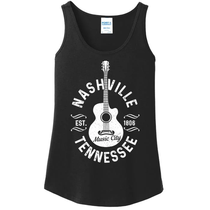 Nashville Tennessee Guitar Country Music City Souvenir Gift Ladies Essential Tank