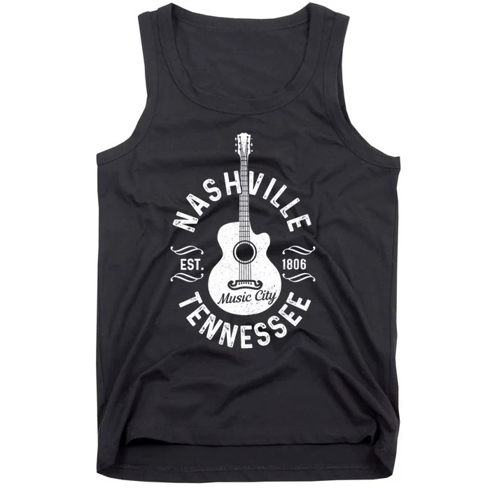 Nashville Tennessee Guitar Country Music City Souvenir Gift Tank Top