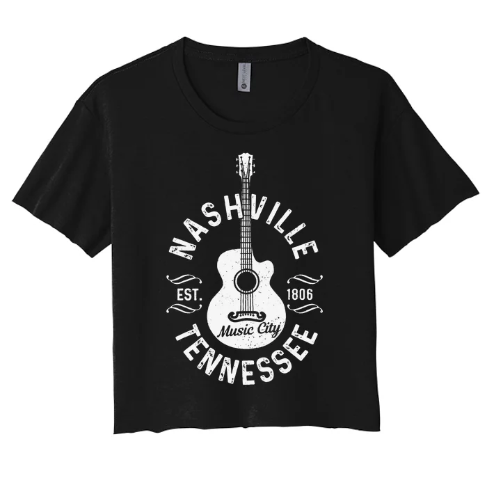 Nashville Tennessee Guitar Country Music City Souvenir Women's Crop Top Tee