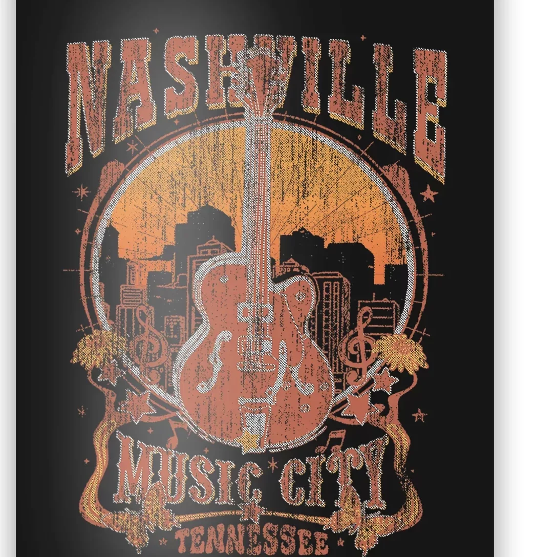 Nashville Tennessee Guitar Country Music City Guitarist Gift Poster