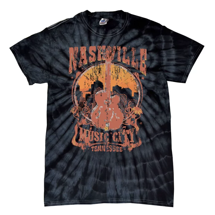 Nashville Tennessee Guitar Country Music City Guitarist Gift Tie-Dye T-Shirt