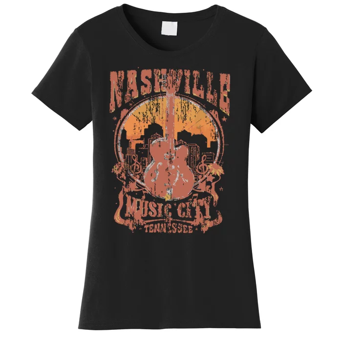 Nashville Tennessee Guitar Country Music City Guitarist Gift Women's T-Shirt