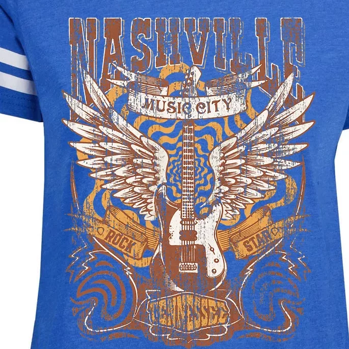 Nashville Tennessee Guitar Country Music City Enza Ladies Jersey Football T-Shirt