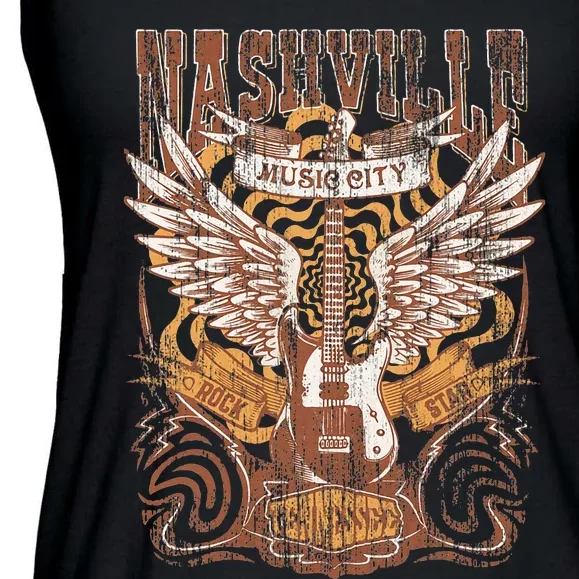 Nashville Tennessee Guitar Country Music City Guitarist Gift Ladies Essential Flowy Tank