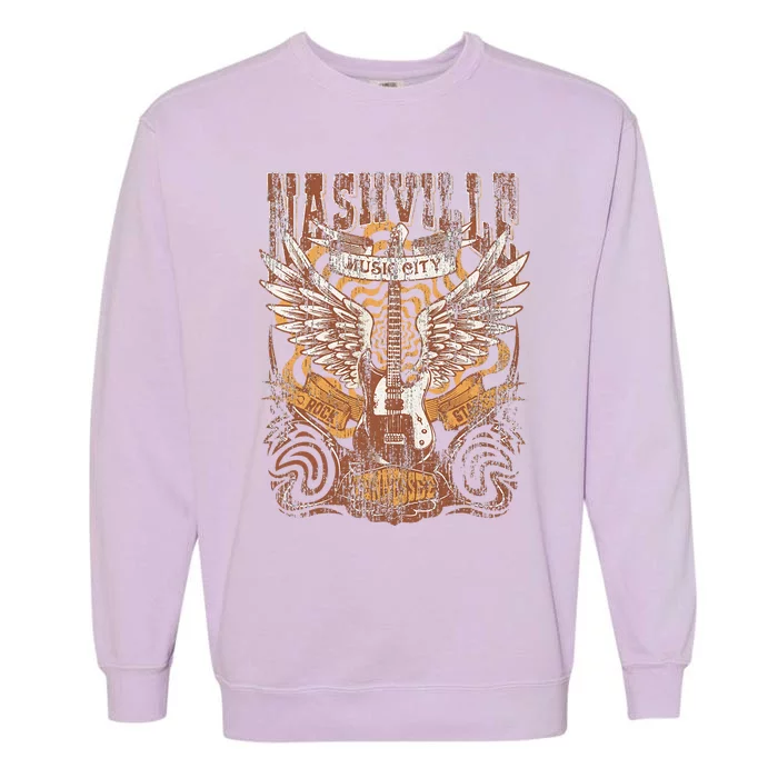 Nashville Tennessee Guitar Country Music City Guitarist Gift Garment-Dyed Sweatshirt