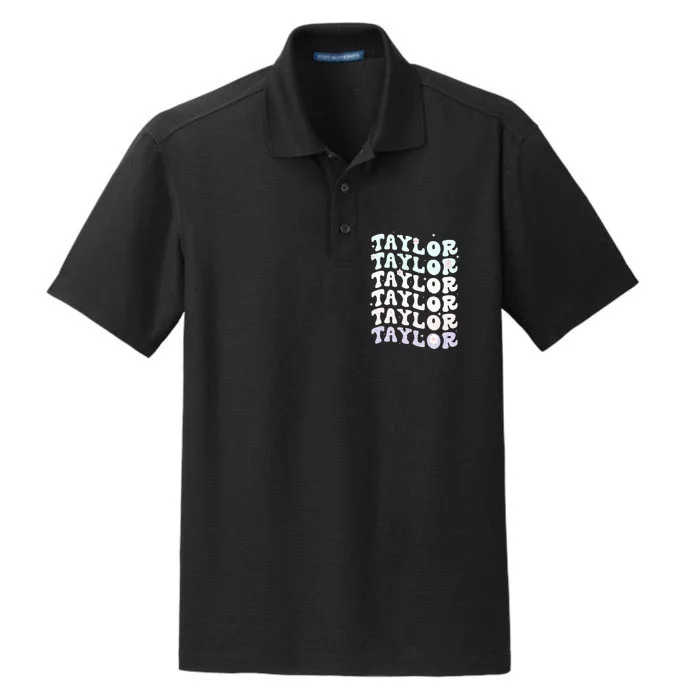 Name T.AYLOR Girl Boy Retro Groovy 80's 70's Colourful Dry Zone Grid Performance Polo