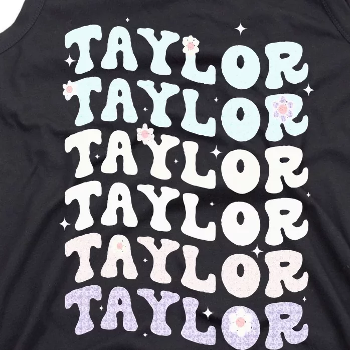 Name T.AYLOR Girl Boy Retro Groovy 80's 70's Colourful Tank Top