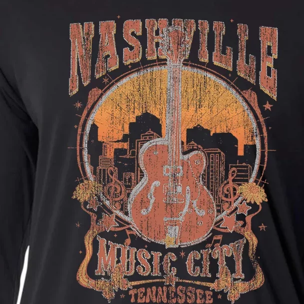 Nashville Tennessee Guitar Country Music City Guitarist Cooling Performance Long Sleeve Crew