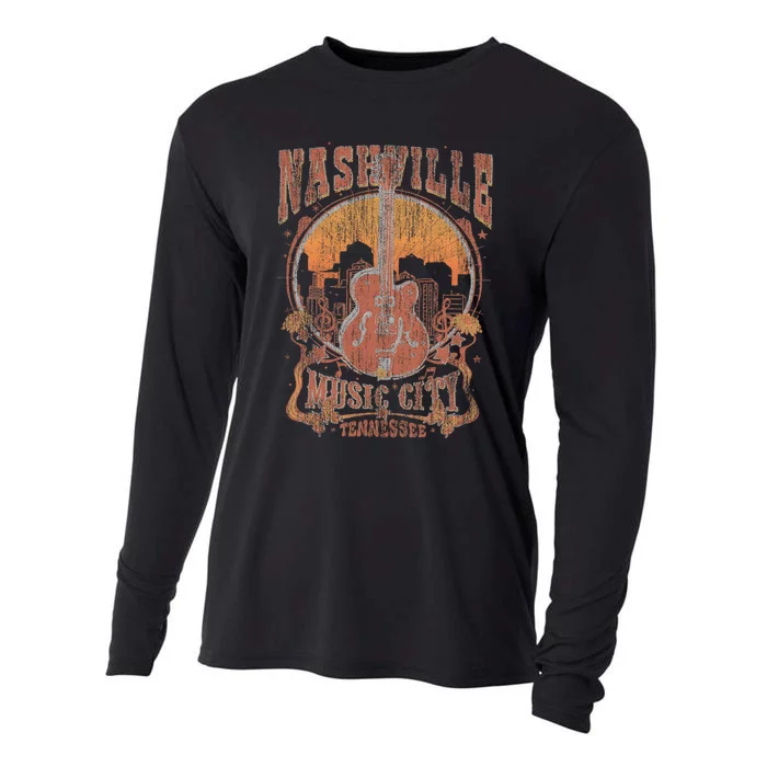 Nashville Tennessee Guitar Country Music City Guitarist Cooling Performance Long Sleeve Crew