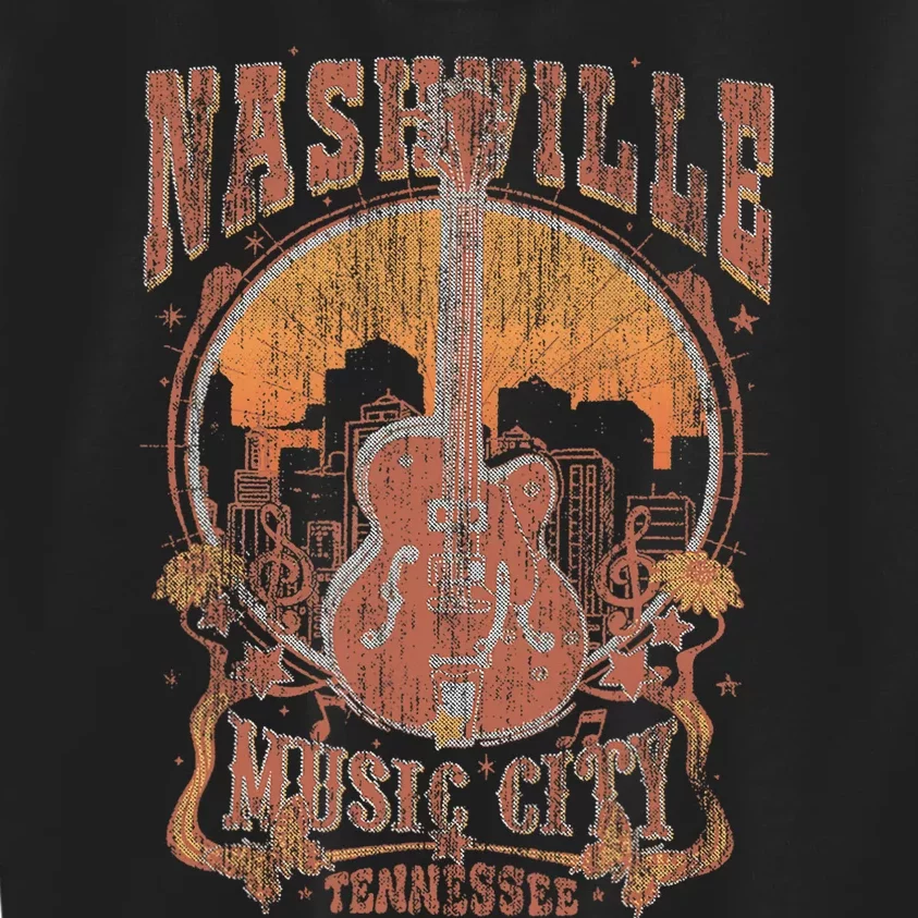 Nashville Tennessee Guitar Country Music City Guitarist Kids Sweatshirt