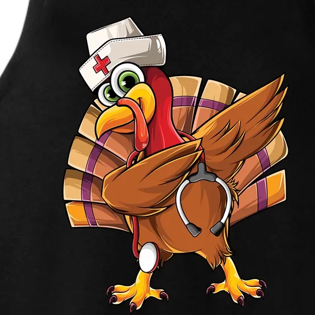 Nursing Thanksgiving Holiday Funny Gift Nurse Dabbing Turkey Funny Gift Ladies Tri-Blend Wicking Tank