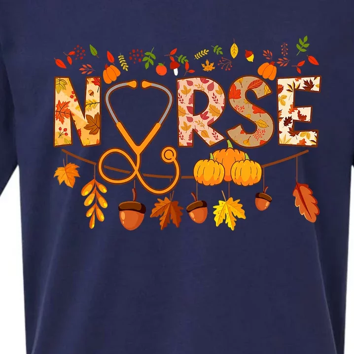 Nurse Thanksgiving Health Worker Nursing Fall Nurse Sueded Cloud Jersey T-Shirt