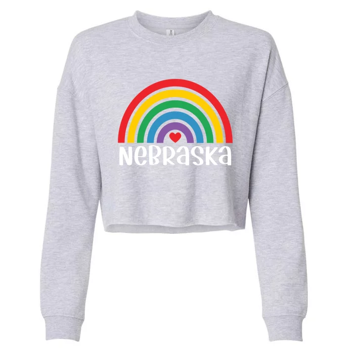 Nebraska Travel I Love Nebraska Usa Gift Cropped Pullover Crew