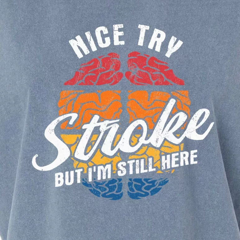 Nice Try Im Still Here Stroke Awareness Stroke Survivor Garment-Dyed Women's Muscle Tee