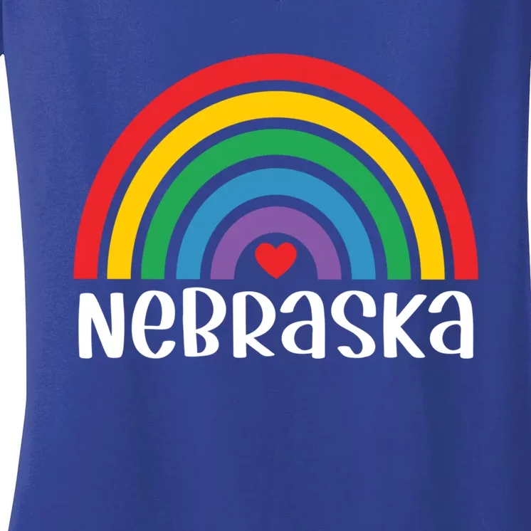 Nebraska Travel I Love Nebraska Usa Gift Women's V-Neck T-Shirt