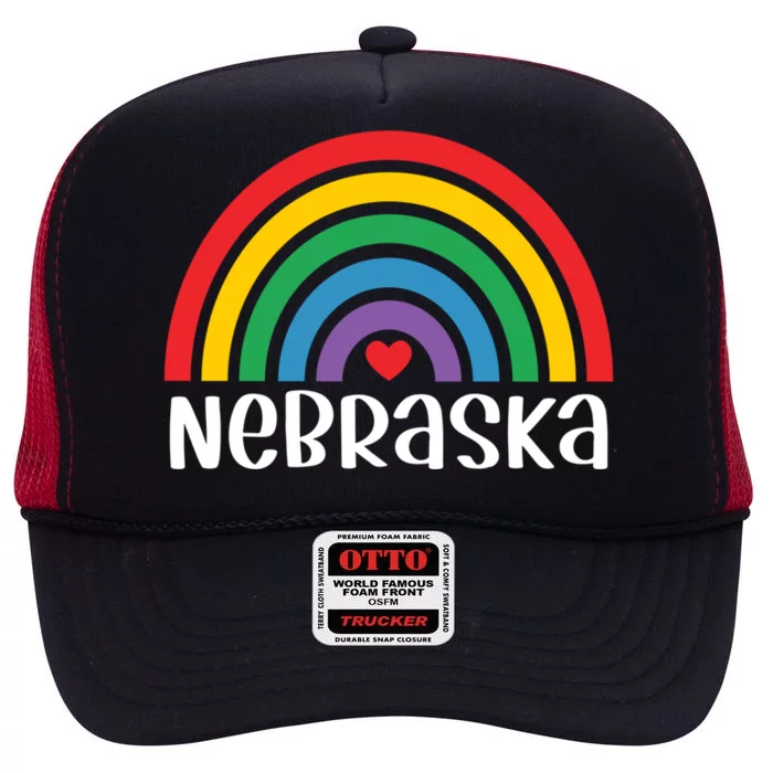 Nebraska Travel I Love Nebraska Usa Gift High Crown Mesh Trucker Hat