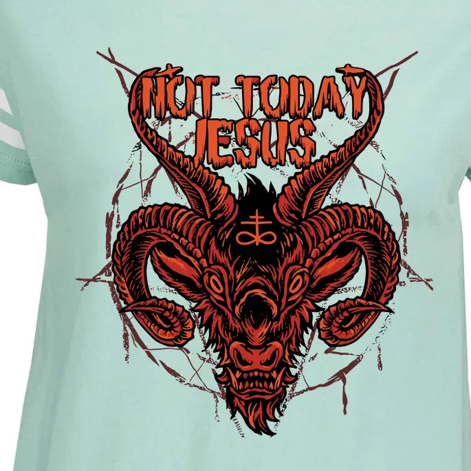 Not Today Jesus Satanist Funny Satan Occult Antichrist Enza Ladies Jersey Football T-Shirt