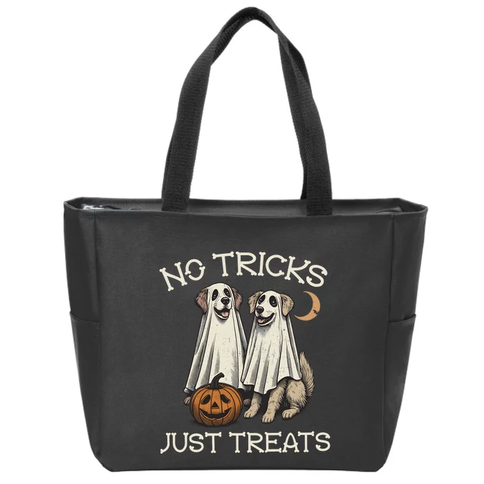 No Tricks Just Treats Funny Halloween Dog Zip Tote Bag