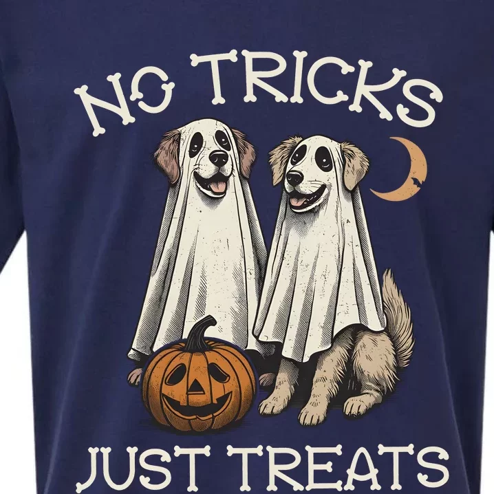 No Tricks Just Treats Funny Halloween Dog Sueded Cloud Jersey T-Shirt