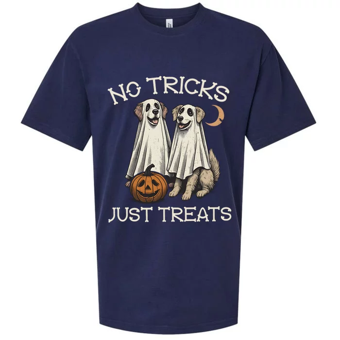 No Tricks Just Treats Funny Halloween Dog Sueded Cloud Jersey T-Shirt