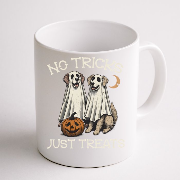 No Tricks Just Treats Funny Halloween Dog Front & Back Coffee Mug