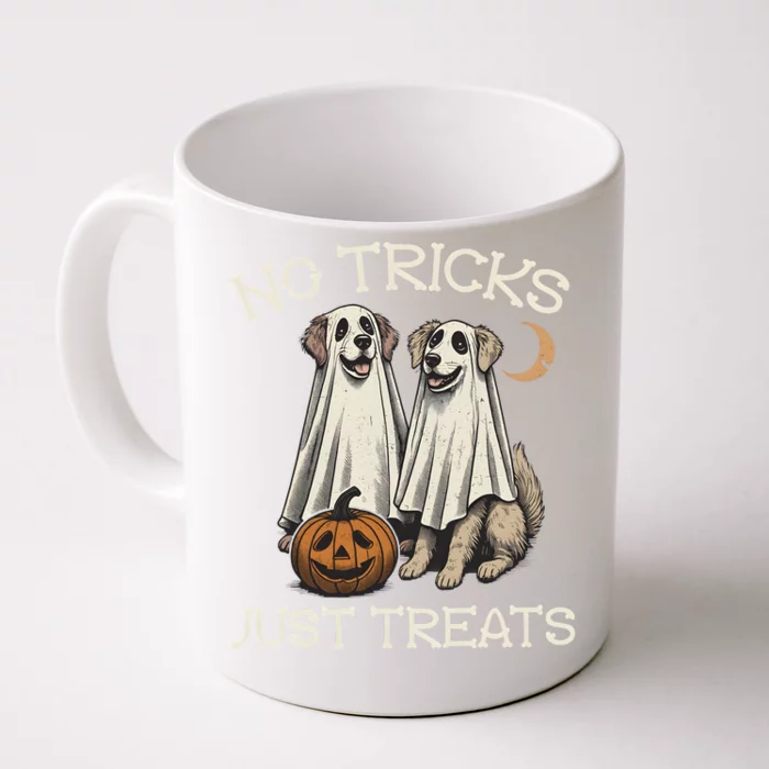 No Tricks Just Treats Funny Halloween Dog Front & Back Coffee Mug