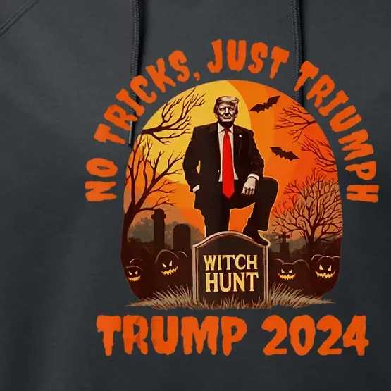 No Tricks Just Triumph Trump 2024 Halloween Witch Hunt Design Performance Fleece Hoodie