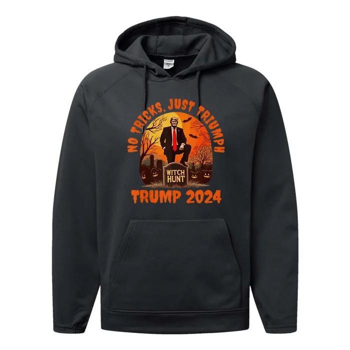 No Tricks Just Triumph Trump 2024 Halloween Witch Hunt Design Performance Fleece Hoodie