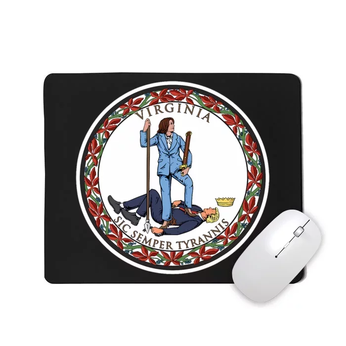 No Tyrants Kamala Harris 2024 With A Rad Design Based On The Flag Of Virginia Mousepad