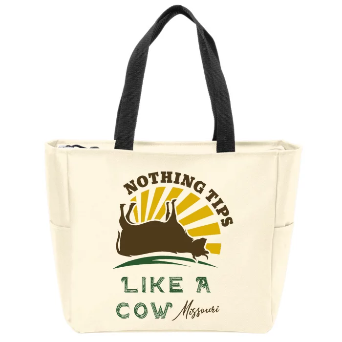 Nothing Tips Like A Cow Missouri Zip Tote Bag