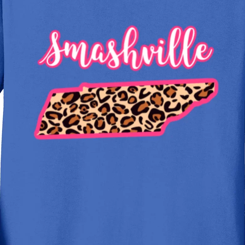 Nashville Tennessee Leopard Print Bachelorette Smashville Tn Gift Kids Long Sleeve Shirt