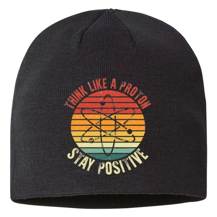 Nerd Think Like A Proton Stay Positive Retro Chemistry 8 1/2in Sustainable Knit Beanie