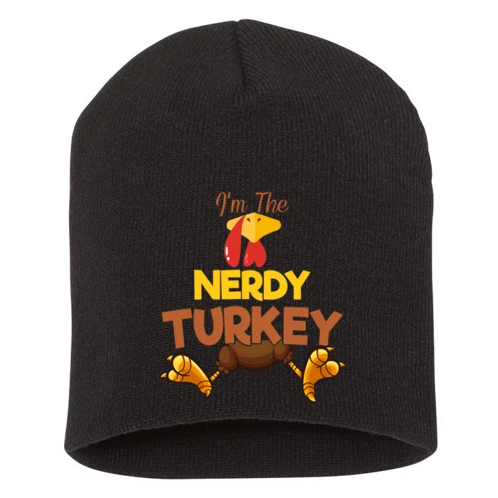 Nerdy Turkey Matching Family Group Thanksgiving Gifts Short Acrylic Beanie