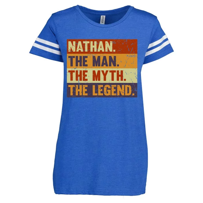 Nathan The Man The Myth The Legend Vintage Gift for Nathan Enza Ladies Jersey Football T-Shirt